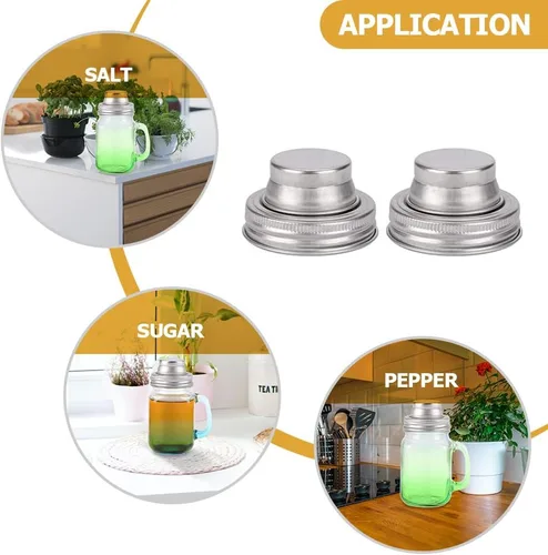 Miniatura 3 de CALLARON Tapas para tarros de boca ancha, tapas de acero inoxidable para coctelera de 2.91 pulgadas, cubierta de metal para coctelera, tarros