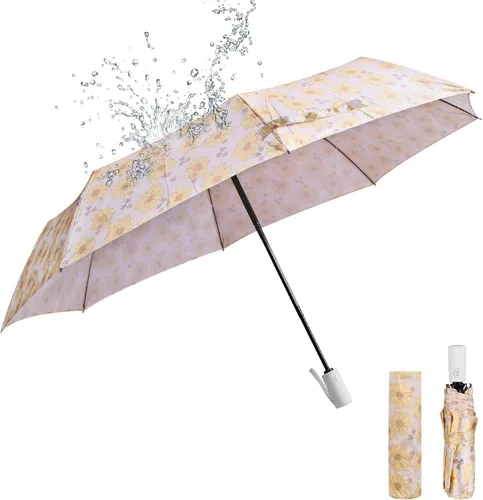 Miniatura 15 de Paraguas de viaje resistente al viento para lluvia, fácil de abrir automáticamente, paraguas duradero y compacto, marco de metal fuerte, paraguas