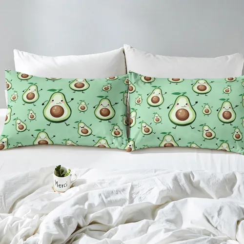 Miniatura 5 de Sábana bajera ajustable de aguacate para niños, juego de ropa de cama Kawaii de aguacates para decoración de habitación, linda sábana de frutas