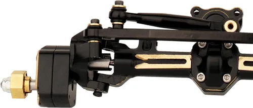 Miniatura 3 de Latón negro revestimiento completo Portal delantero y trasero ejes con servo montaje servo brazo para Axial AX24 1/24 RC 4WD Crawler coche metal