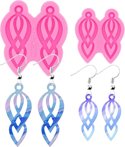 2 moldes de resina para aretes, moldes de resina de silicona con forma de pluma, moldes de resina epoxi para mujeres, aretes, manualidades,