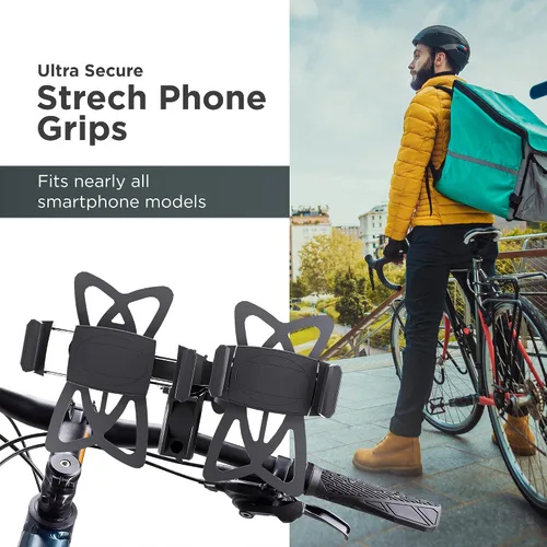 Miniatura 6 de ENCASED Soporte de teléfono para bicicleta doble, soporte ajustable para 2 teléfonos celulares, ajuste universal