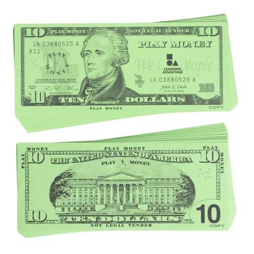 Miniatura 11 de LEARNING ADVANTAGE Billetes de juego de un dólar Juego de 100 Tamaño como efectivo real Dinero de juego para enseñar moneda y contar