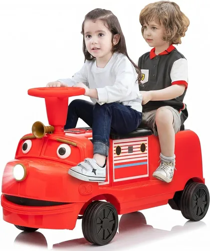 Tren de paseo para niños de 12 V con licencia de CHUGGINGTON, auto de juguete de 2 plazas sin rieles con asiento ajustable, silbato de tren, faro,