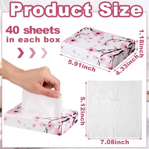 Miniatura 3 de Yinder 24 paquetes de 960 hojas de pañuelos en cubo para coche, pañuelos faciales desechables para viajes, soporte de pañuelos suaves con acuarela