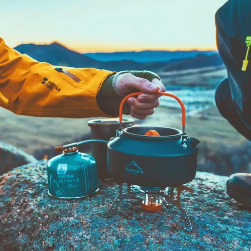 Miniatura 7 de widesea Tetera de aluminio ultraligera portátil de 1L para mochileros, senderismo, camping y picnic