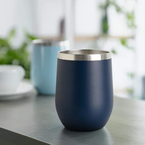 Miniatura 7 de COMOOO Vaso Térmico de Vino de Acero Inoxidable Paquete de 4 con Tapa y Pajita 12oz Doble Pared con Aislamiento al Vacío Vaso Térmico Copa para Azul