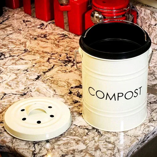 Miniatura 5 de Cubo para abono, de 0.8 galones, para la cocina, inoxidable, sin filtraciones, resistente, para durar toda la vida. Cubo de basura orgánico a