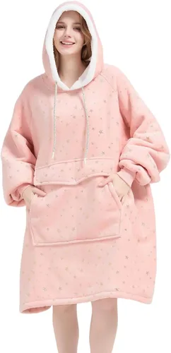 Miniatura 27 de Qeils Manta con Capucha Portátil para Mujeres, Cómoda Sudadera Sherpa como Regalo de Cumpleaños y Navidad, Chaqueta de Gran Tamaño con Capucha