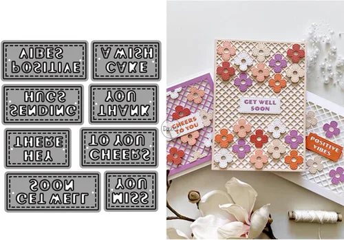 Miniatura 22 de DzIxY Amazing Words - Troqueles de corte de metal para hacer tarjetas, troquelados de papel en relieve, plantillas para máquina de álbumes