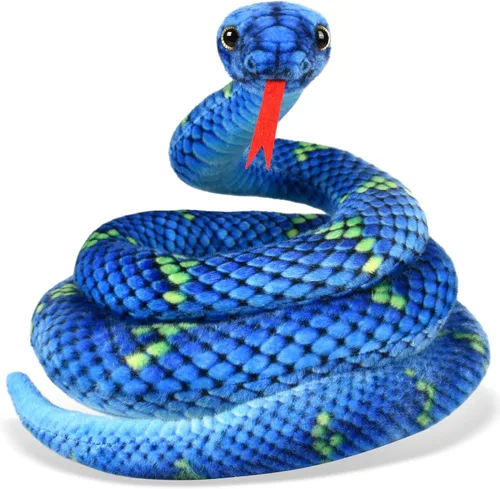 Miniatura 17 de Peluche de serpiente, animal de serpiente de peluche, serpientes de juguete pequeñas de 27 pulgadas para niños, animales de peluche gigantes, Negro