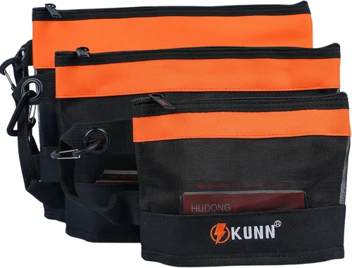 Miniatura 11 de KUNN Tool Bag Zipper Pouch 3 Pack - Heavy Duty Utility Tool Storage Organizer with Carabiner for DIY,Electrician,Accessories and Travel Rojo