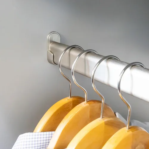 Miniatura 2 de Barra ovalada para armario con soportes finales (Níquel mate - 24 pulgadas)