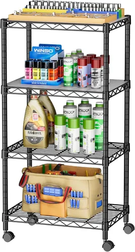 Miniatura 12 de SINGAYE 5 estantes pequeños de alambre para cocina, despensa, cerca de la casa, organizadores y almacenamiento, estante para baño, sala de Blanco