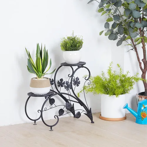 Miniatura 3 de unho Soporte para plantas en forma de corazón: juego de 2 estantes de metal para flores, de hierro en maceta, estantes de exhibición para patio