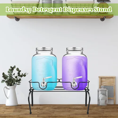 Miniatura 7 de Blulu Dispensador de bebidas de metal de 1 galón para fiestas, dispensador de bebidas negras con 2 compartimentos, dispensadores grandes de bebidas