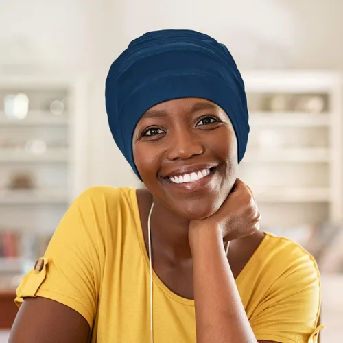Miniatura 5 de Kisumthy 2 gorros de algodón holgados para quimioterapia, gorro de quimioterapia, sombreros de cáncer para mujeres con pérdida de cabello