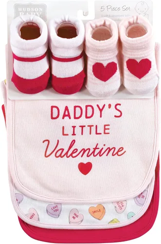 Miniatura 141 de Hudson Baby Conjunto de babero y calcetines unisex de algodón para bebé