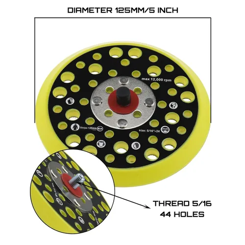Miniatura 4 de Almohadilla de respaldo de 4.921 in y 5 pulgadas compatible con Mirka Ceros/Deros 44 agujeros 5/16 rosca accesorio lijadora gancho y bucle