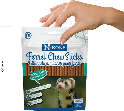 Miniatura 5 de N-Bone Palitos masticables para hurones sabor salmón, bolsa de 3.74 onzas