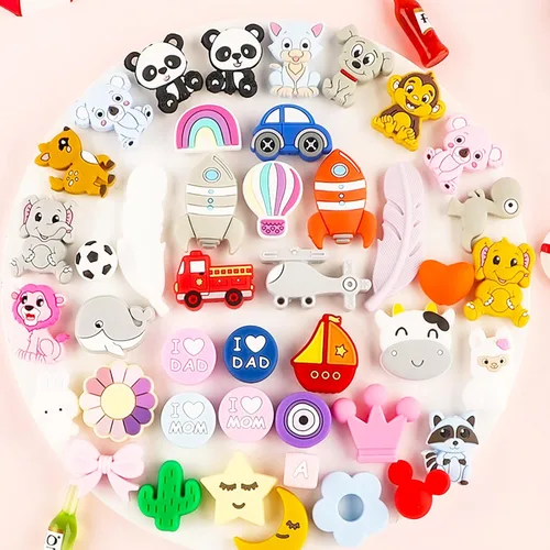 Miniatura 5 de 10 cuentas de silicona de animales lindos para fabricación de joyas a pulseras, cadenas de joyería, bolígrafo, accesorios de cuentas (A5)