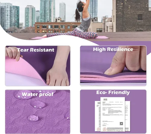 Miniatura 3 de UMINEUX Esterilla de yoga extra gruesa de 1/3 y 2/5 pulgadas antideslizante para mujeres, respetuosa con el medio ambiente, tapete de ejercicio