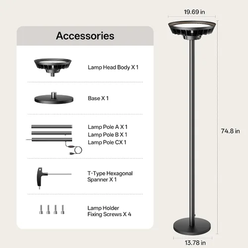 Miniatura 7 de Homelist La lámpara de pie de iluminación indirecta más brillante, 500W 40000LM lámpara de pie súper brillante para habitación oscura, lámpara