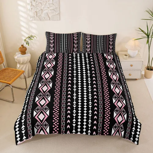 Miniatura 18 de Erosebridal Bohemian Duvet Cover Twin Country Southwestern Comforter Cover for Kids Teens Boho Aztec Arrows Diamond Bedding Set Black Gray Geometric