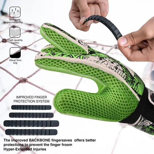 Miniatura 3 de Guantes de portero de fútbol, guantes de portero de dedo, guantes de fútbol de 0.157 in de látex de agarre fuerte, protección de la columna
