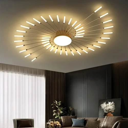 Miniatura 24 de Lámpara de techo LED regulable de 32 pulgadas, 12 luces de techo, lámpara de techo empotrada, iluminación de interior dorada para sala de estar, 12