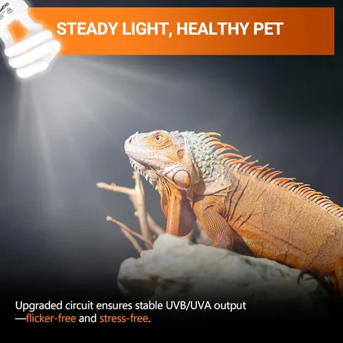 Miniatura 5 de REPTI ZOO Paquete de 2 bombillas UVA UVB para reptiles, 10.0 15 W, lámpara fluorescente compacta en espiral para dragones barbudos, tortugas