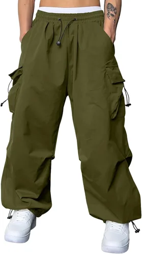 Miniatura 19 de JMIERR Pantalones Cargo Holgados para Hombre de Moda Casuales Pantalón de Paracaídas Ajuste Holgado Harem Joggers con Bolsillos para Ropa Urbana