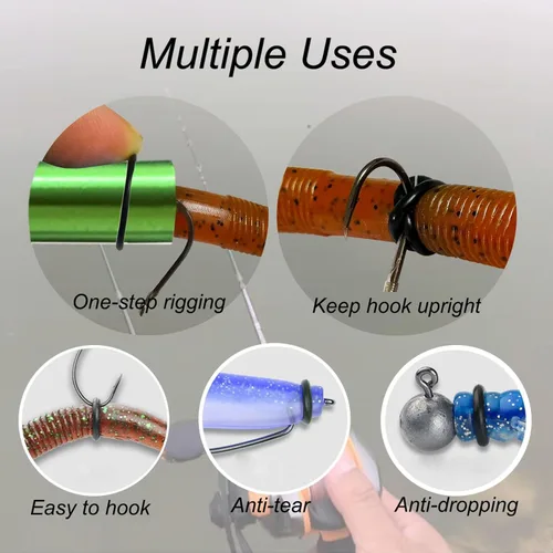 Miniatura 6 de Herramienta de aparejo loco, aparejos de cebo de pesca, herramienta de anillo de aparejo loco con 70 juntas tóricas de gusano, kit de gusano loco