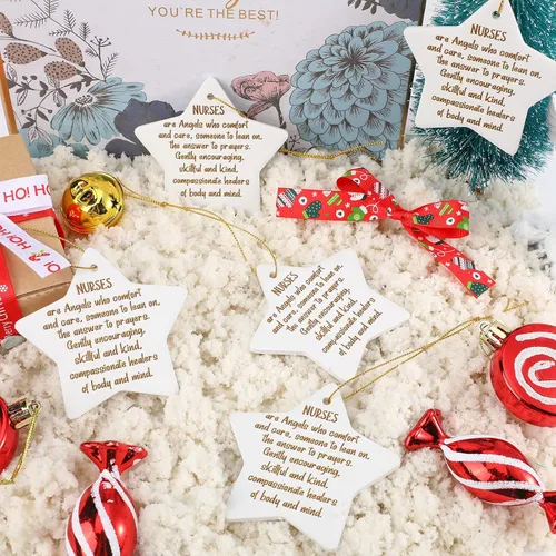 Miniatura 4 de Cunhill 5 piezas de adornos de Navidad de agradecimiento para enfermera, regalo de cerámica para enfermera, regalo de agradecimiento a granel