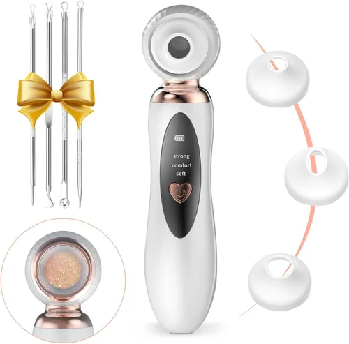 Miniatura 7 de 2025 - Aspiradora de poros para eliminar puntos negros, limpiador de poros facial recargable visual, 3 succiones de silicona suave, 3 sondas, kit