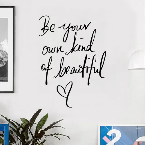 Miniatura 3 de Calcomanía inspiradora para pared, con texto en inglés "Be Your Own Kind of Beautiful Quotes", con cita de mariposa, arte de pared para decoración