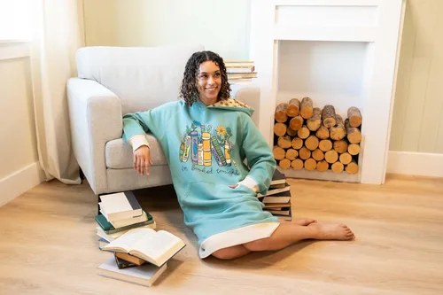 Miniatura 38 de Lazy One Sudadera con capucha de gran tamaño, ropa de dormir cómoda, vestido de suéter para mujer