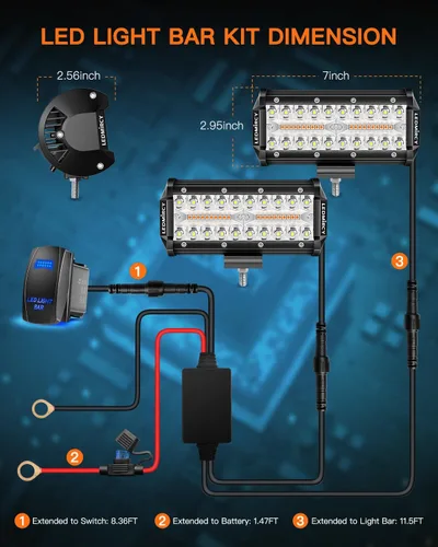 Miniatura 6 de LEDMIRCY Kit de barra de luz LED de 7 pulgadas con interruptor basculante, 6 modos, barra de luz blanca ámbar para todo terreno con función