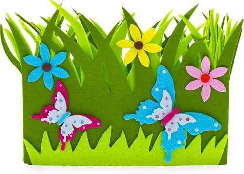 Miniatura 4 de Juego de 2 centros de mesa decorativos de fieltro de Pascua con flores de primavera y mariposas