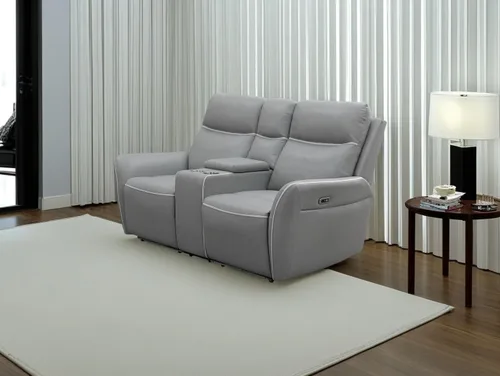 Miniatura 24 de Juego de sofá reclinable eléctrico, seccional de cuero transpirable beige, juego de muebles de sala de estar, 2 piezas, sofá reclinable eléctrico