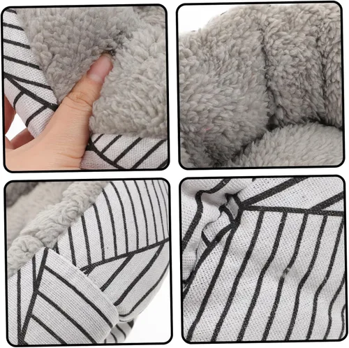 Miniatura 8 de ORFOFE Cama compacta de forro polar de cordero para mascotas, tapete para dormir para gatos y perros, cálido y ligero, portátil, cojín