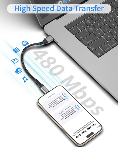 Miniatura 6 de Umefly Cable de carga corto para iPhone de 1 pie, paquete de 2 cables USB a Lightning para automóvil, cable de carga de iPhone de 1 pie para iPhone