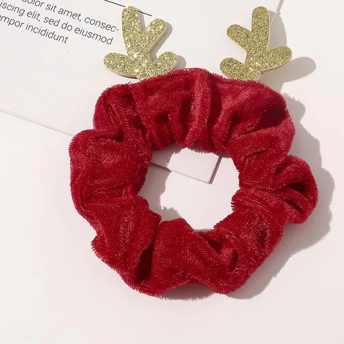 Miniatura 6 de 3 unidades de coleteros navideños de seda, lazos elásticos navideños con astas de alce navideño, suaves bandas elásticas para el cabello, lazos