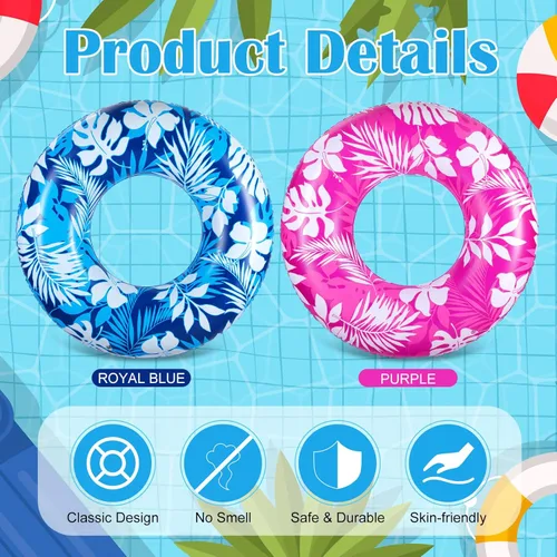 Miniatura 2 de 2 tubos de piscina para adultos de 42 pulgadas, flotadores inflables grandes de 42 pulgadas, hojas tropicales, flotadores inflables para piscina