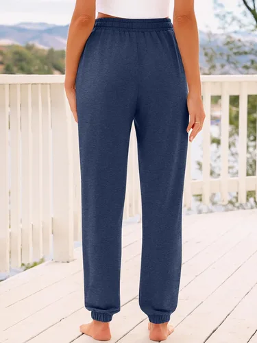 Miniatura 4 de AUTOMET Pantalones deportivos de cintura alta para mujer con bolsillos, pantalones sueltos de descanso y pijama para otoño, invierno, primavera
