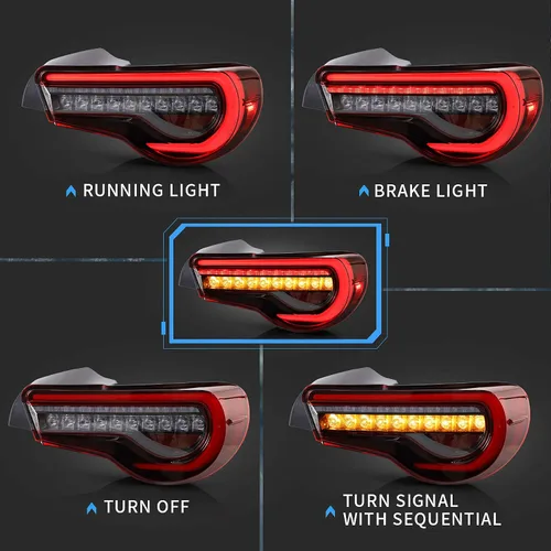 Miniatura 2 de VLAND Luces traseras LED compatibles con Scion Fr-s 2013-2016 Toyota86/Subuaru Brz 2013-2020 con secuencial ámbar, conjunto de lámpara trasera LED