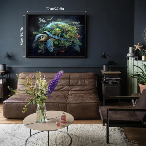 Miniatura 4 de Rompecabezas de tortuga marina para adultos, 1000 piezas, rompecabezas de bosque de tortugas de la tierra, rompecabezas de fantasía, naturaleza