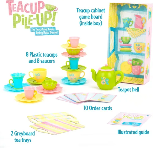 Miniatura 6 de Educational Insights ¡Teacup Pile-Up! Juego de relevos, juego de mesa preescolar, rellenos para canasta de Pascua para niños, regalo para niños de 4
