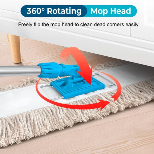 Miniatura 4 de ARTIPOLY Trapeador de polvo comercial de 41 pulgadas para limpieza de pisos, trapeador seco industrial con mango largo resistente, cabezal