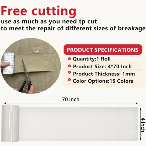 Miniatura 2 de Gheeidau Cinta de reparación de lino de 4 x 70 pulgadas, parche de tela de reparación de sofá autoadhesivo para muebles, sofás, cojines, sillas